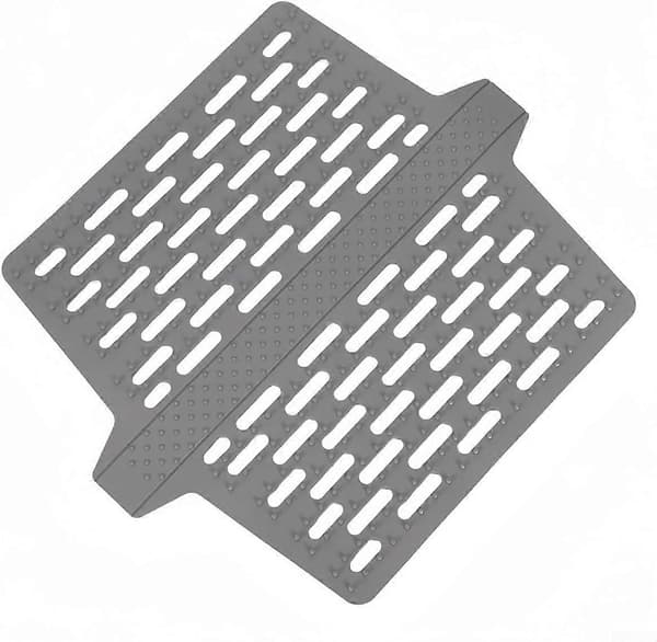 Silicone Sink Saddle Mat for Double Sink, Heat-Resistant Kitchen Divider Protector with Non-Slip Grip, Grey