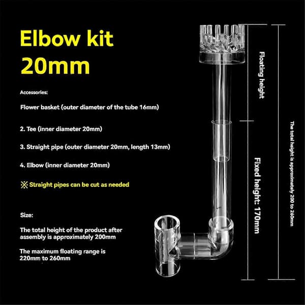 Klar Akvarium Skimmer Rör Snurrar Inflöde Utflöde 16mm