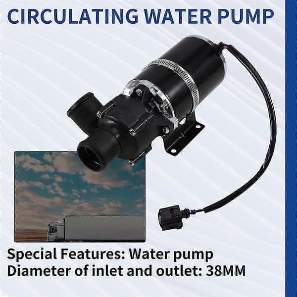 Lastbil vattenpump 24V 38MM värmare cirkulationspump för fordonsmodifiering Black