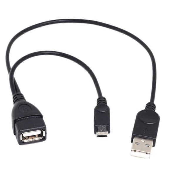 1 Micro-USB til USB hun OTG-adapterkabel med USB-strømgrænseflade egnet til elektronisk enhed Black