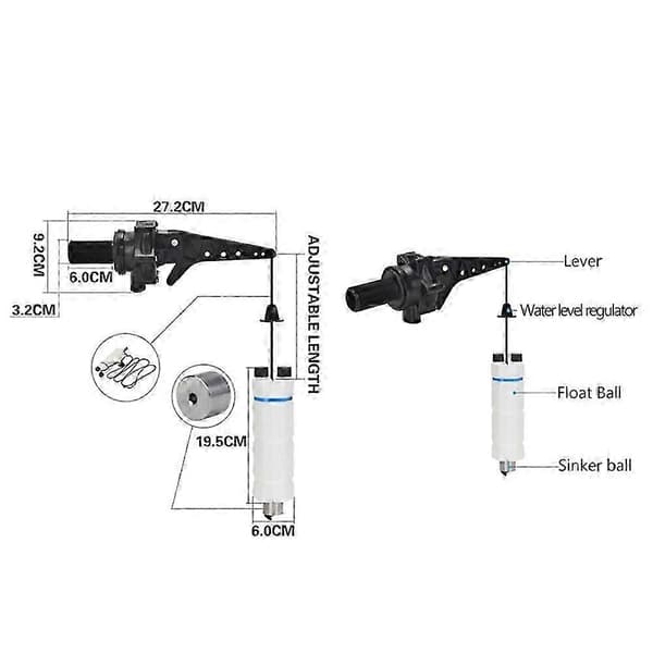 Vattentorn Automatisk Vattenutsläpp och Stopp samt Vattennivåjustering Vattenpump Floatventil black  white