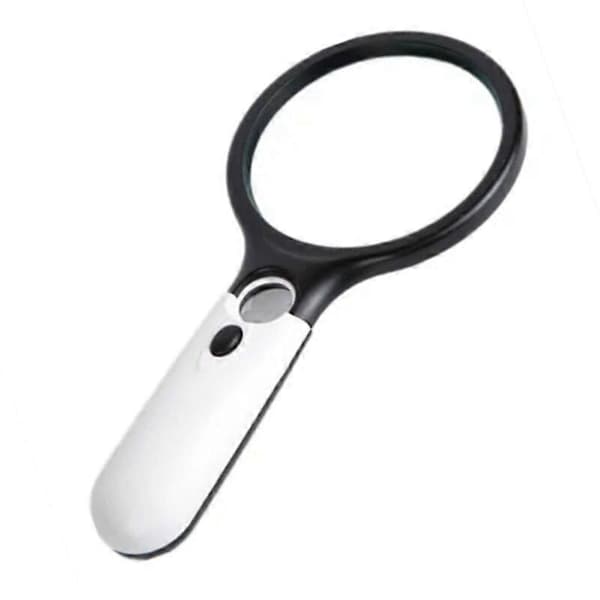 Bærbart lommemagnifier med ABS-håndtak og LED-lys. 3x til 45x forstørrelse. Ideell for lesing.