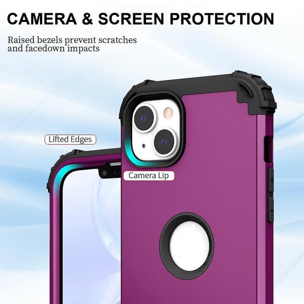 Silikon Hybrid PC-telefondeksel til iPhone 15 Purple