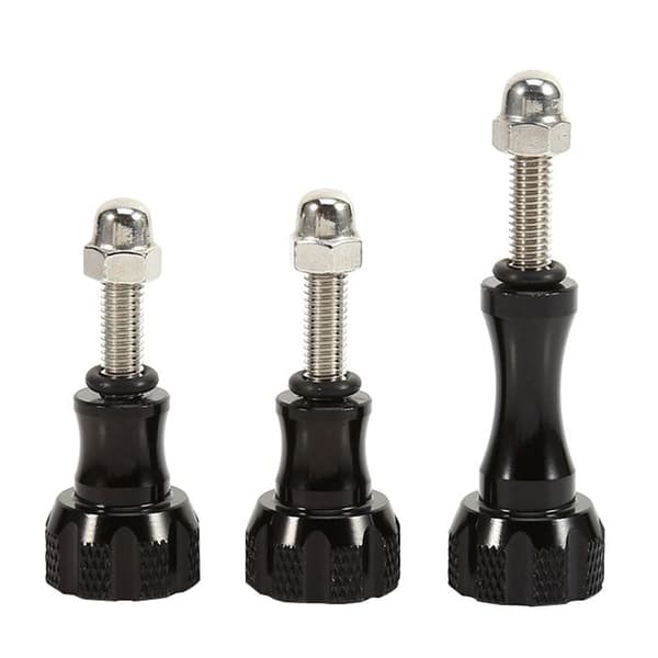 3 x Vingeskruer i aluminium og rustfrit stål til GoPro Hero stativmontering.