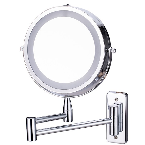 LED Makeup Mirror - 1x / 10x - Wall Mount - Double-Sided
