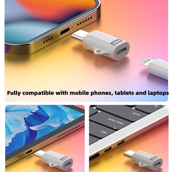 Lightning–USB-C-sovitin, yhteensopiva esim. iPhone 15:n kanssa, valkoinen