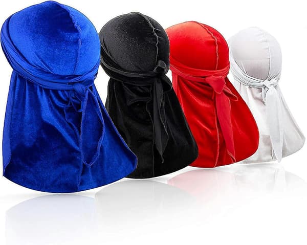 4 Stykker Durag Herre Fløyel Durag Wave Cap Hodeplagg Med Acsergery Ekstra Lang Hale Gave