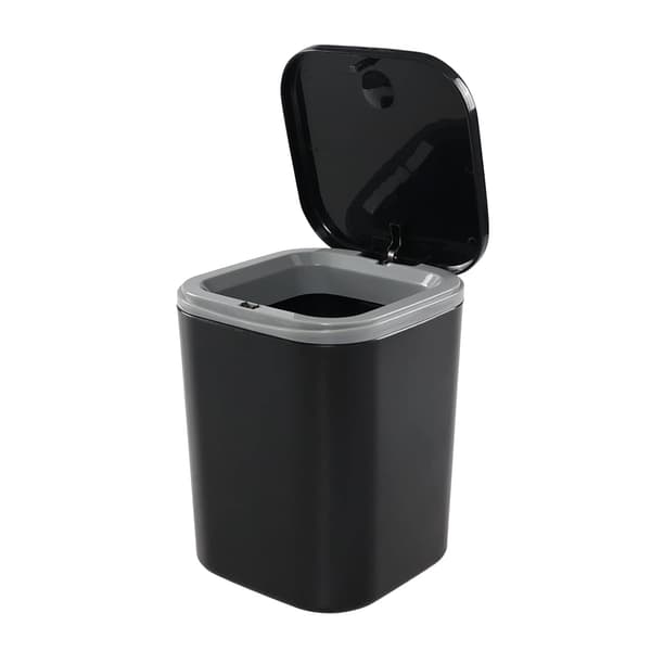 0,5 Gallon Small Countertop Trash Can, Mini Desktop Trash Can with Push Button, Black