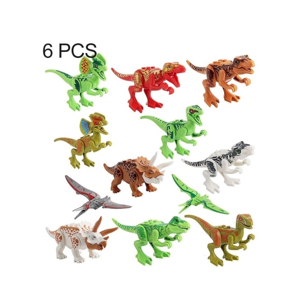 Gör-det-själv- set 6-i-1-byggnadsdinosaurier ABS-material gör-det-själv-block intelligenta leksaker, stil slumpmässig leverans
