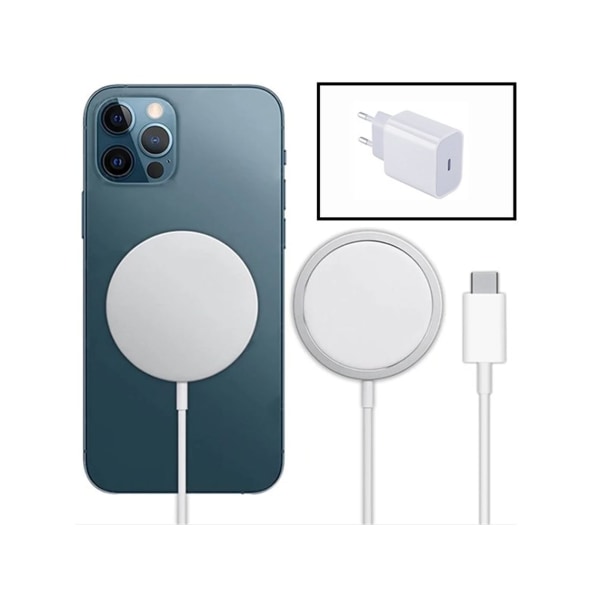 Kit Carregador Sem Fios Carga Rápida + Base de Carregador Type C Snabbladdning 20W för iPhone 14 -9 GIFT4ME Branco