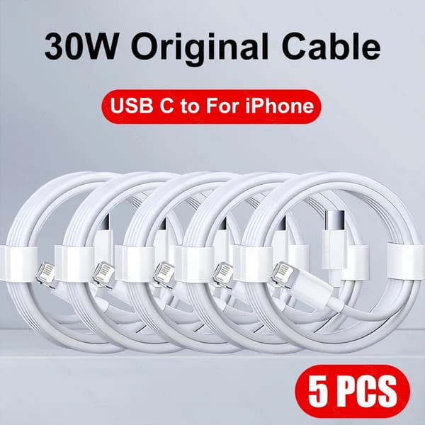 PD3.0 20W Hurtigoplader Datakabel til iPhone 14 13 12 Pro Max AirPods iPad USB Type C til Lightning Kabel 5 STK 5 PCS 2m