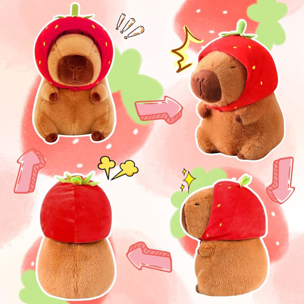 Capybara Plyslegetøj, Karpe Simulationslegetøj, Jordbær Capybara Plys, Realistisk Plys Capybara, Jordbær Sød Plys Karpe, Capybara Plys, Fødselsdagsgave M9
