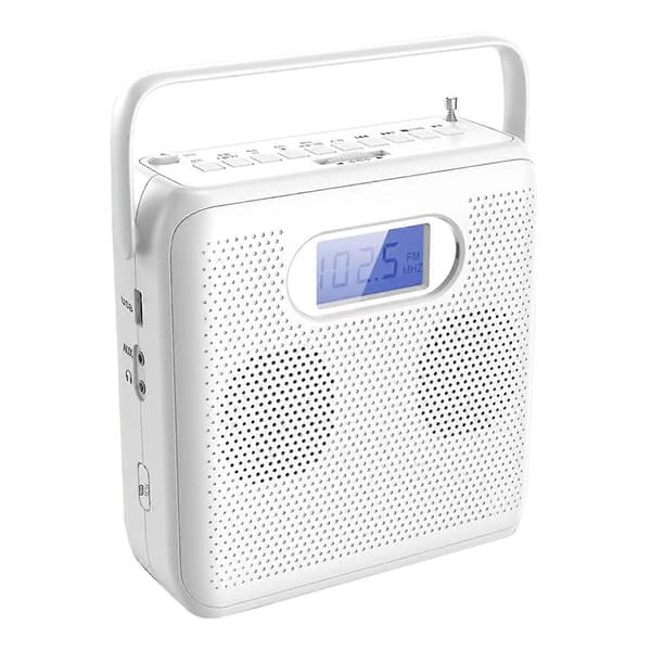 Kannettava Bluetooth CD-soitin pystyasennolla, CD-radio-kaiuttimet White