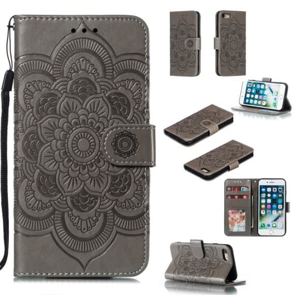 IC iPhone 7/8/SE (2020/2022) - Mandala Wallet Case - Grå