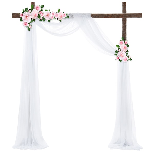 Gardiner til værelset Chiffon stof Draperingsgardin Bryllupsdekoration Festartikler Ceremoni Reception Dekorativ cortinas Peach Pink 75x600cm