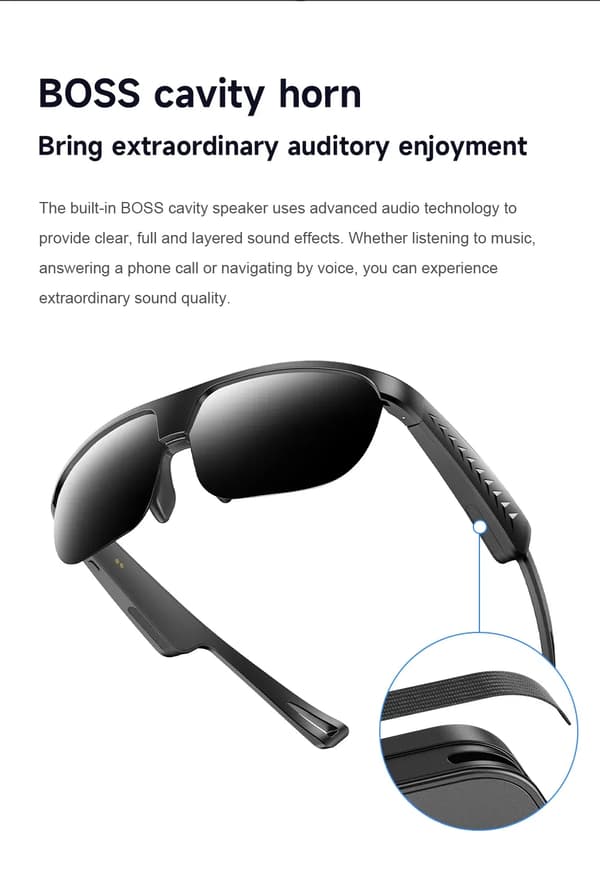 Smarte Briller L01, Bluetooth Solbriller Åpne Hodetelefoner Håndfri Samtale (Blå)