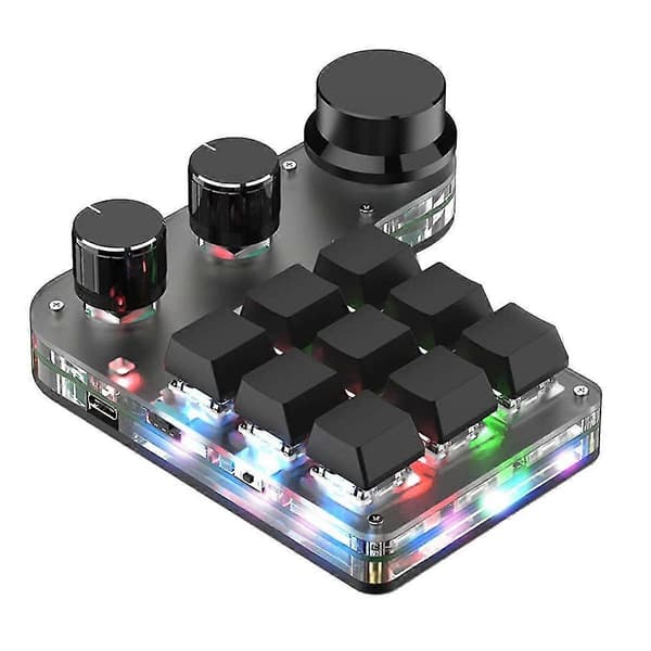 Programmerbart mekaniskt tangentbord, 9 tangenter 3 rattar Rgb Programmerbart makrotangentbord Bluetooth Gaming K