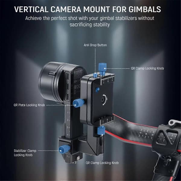 CA108 Vertikal Kameramontering til RS3 Pro 3 2 Gimbal Tilbehør Horisontal-til-Vertikal Monteringsplade Black
