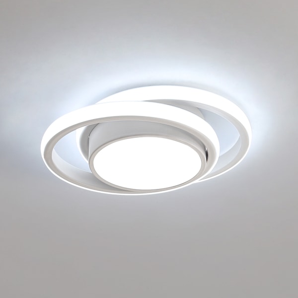 2 STK Dobbel rund hvit LED taklampe i aluminium 32W 27*22*6CM hvitt lys 220V 6500K 1PCS