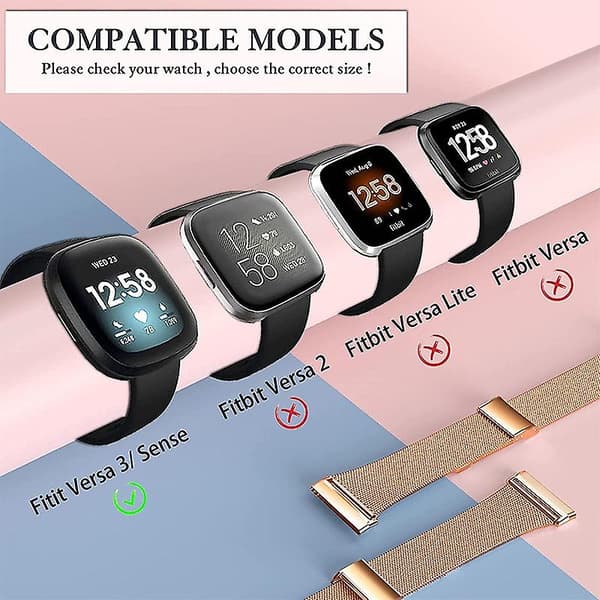 Kellon ranneke Muodikas ranneke kellon suojakotelolla Fitbit Versa 3/Fitbit Sense Gold -kelloon Pink gold Style A Fitbit Versa 3