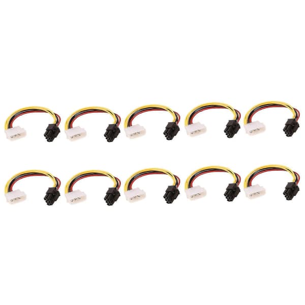 10 stk 4-pins IDE Molex til 6-pins strømkabel GPU grafikkort