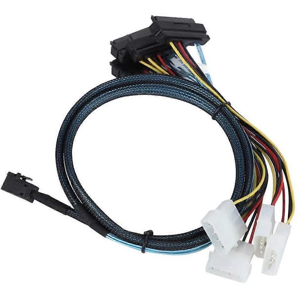 Intern Mini SAS SFF-8643 til (4) 29-pin SFF-8482-stik med SATA-strøm, 1M / 3,3FT