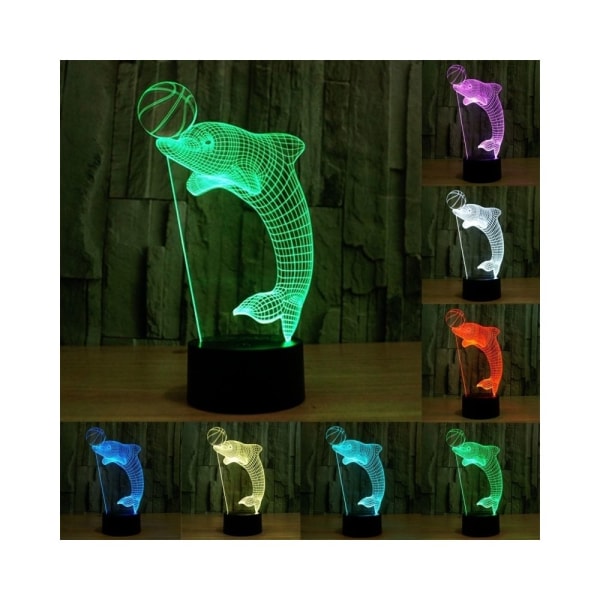 3D-lampa Dolphin Heading the Ball Style 7 Färg Missfärgning Kreativ Visuell Stereo 3D Touch Switch Kontroll LED-ljus Skrivbord Nattljus