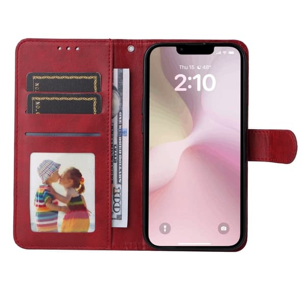 SKALO iPhone 16e PU Læder Wallet Case - Flere Farver Red R\u00f6d