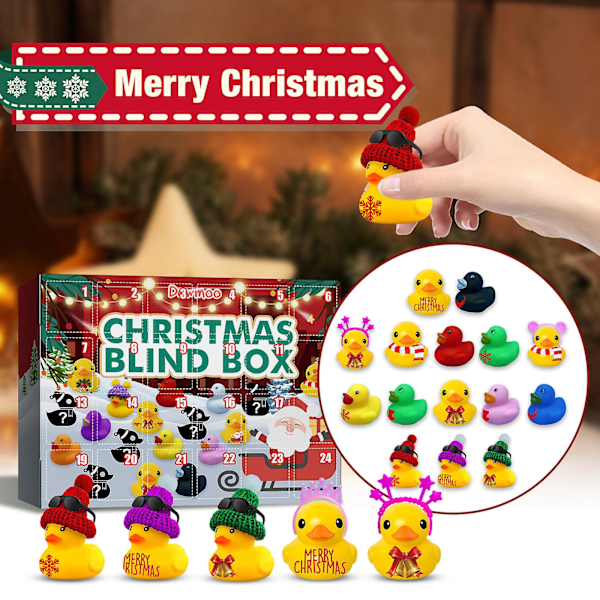 24 luckor julnedräkning kalender blind box leksak kreativ flytande pipande ljud anka för hemfest dekoration