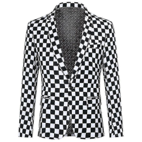 Firkantet blazer til mænd i sort og hvid Black and White 2XL