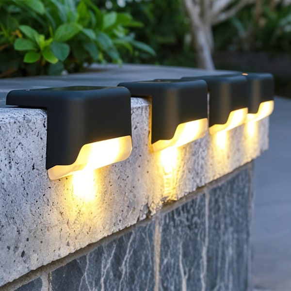 16-pack Solcellslampor för Utomhusbruk, Vattentäta LED-Solcellslampor för Trappor, Staket, Trädgård, Uteplats och Gångväg Svart hölje Varmt ljus black Warm light