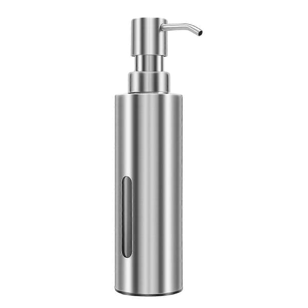 7Oz Håndsæbe Pumpe Dispenser, Rustfrit Stål Opvaskemiddel Dispenser silver