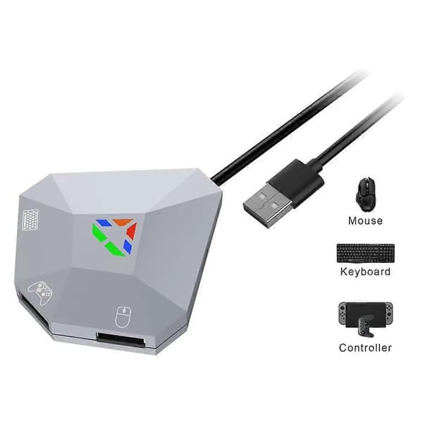 Kablet USB-forbindelse tastatur- og museadapter LED-indikatoromformer til //til /PC/til Switch Grey