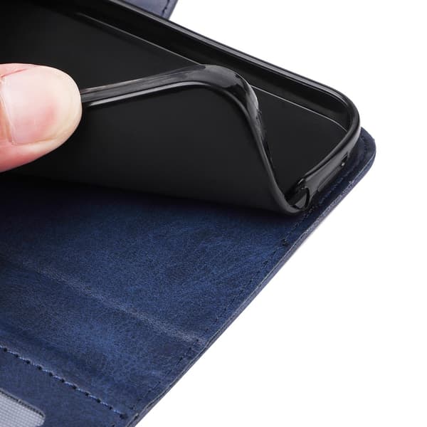 SKALO iPhone 16e PU Læder Wallet Case - Flere Farver Blue Bl\u00e5