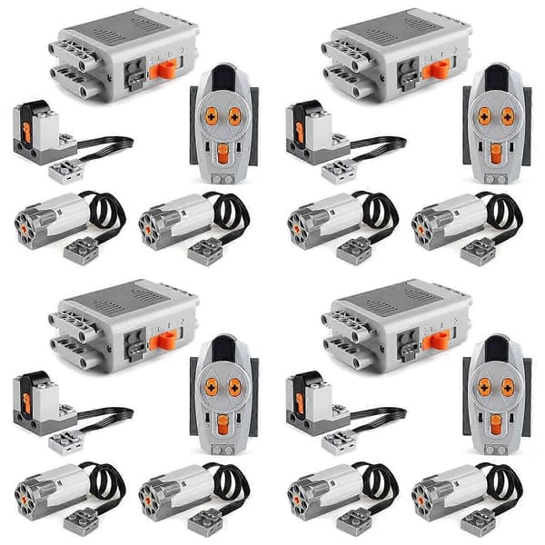 20 pcs Power Function Motorized Building Blocks Power Pack 8 Medium Motors, 4 Battery Boxes, 4 IR Remote Controls C Grey