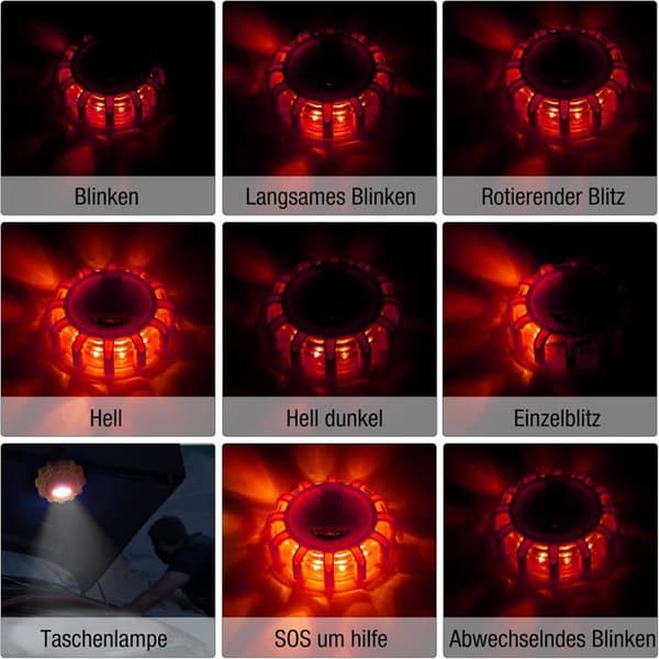 Orange LED Roterende Blink, 2 stk. LED Advarselslys, Nødbelysning med Base