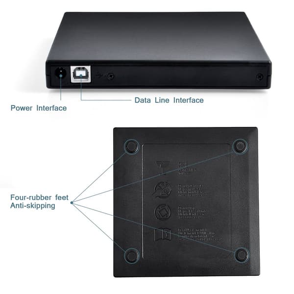 Ekstern CD/DVD-drev til bærbar computer, USB3.0 & Type C DVD-afspiller