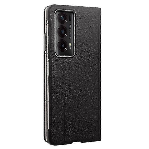 Ægte Koskindslæder Etui med Smart View Vindue til Honor Magic V2 5G Black
