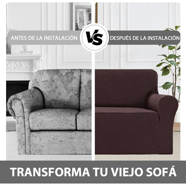Justerbara 3- och 2-sits sofföverdrag, Stort 3-sits sofföverdrag, Stretch sofföverdrag, Slitstarkt elastiskt sofföverdrag, Brun Brown Large 3-seater (215-250 cm)