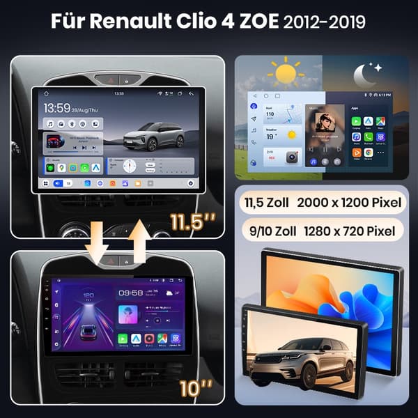 Junsun Android bilradio til Renault Clio 4 ZOE 2012-2019 CarPlay Auto Multimedia Stereo Intelligente systemer Skærm GPS DSP DAB+ Linux systems(NO Android)-A