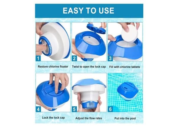 8 tommer flydende pooldispenser, foldbar flydende klordispenser, flydende diffuser til swimmingpools