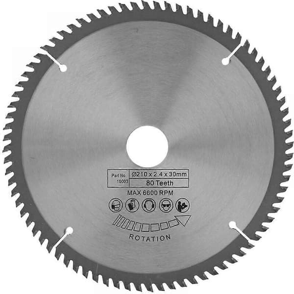 Rundsavsklinge, 210 mm, 30 mm boringdiameter, 80 tænder