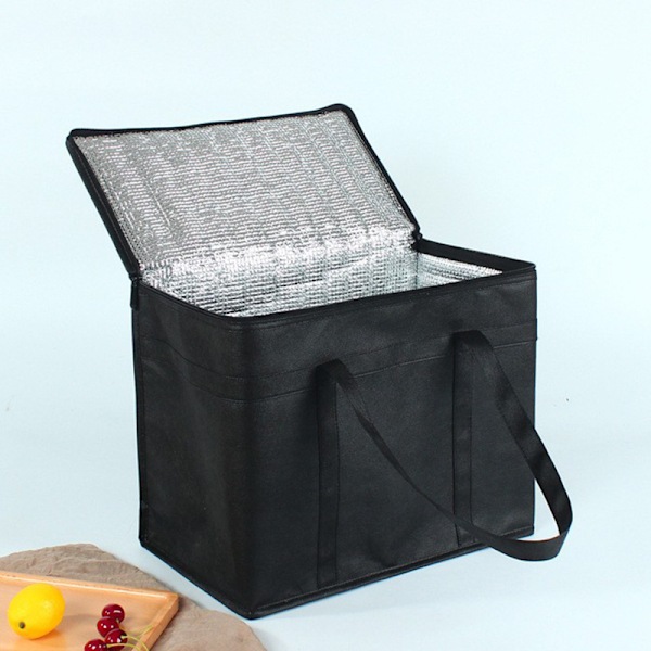 1 Hushålls Non-Woven Termisk Isolering Bärbar Picknickväska, Stor Kapacitet Matleverans, Utomhus, Picknick Termisk Väska, Svart black