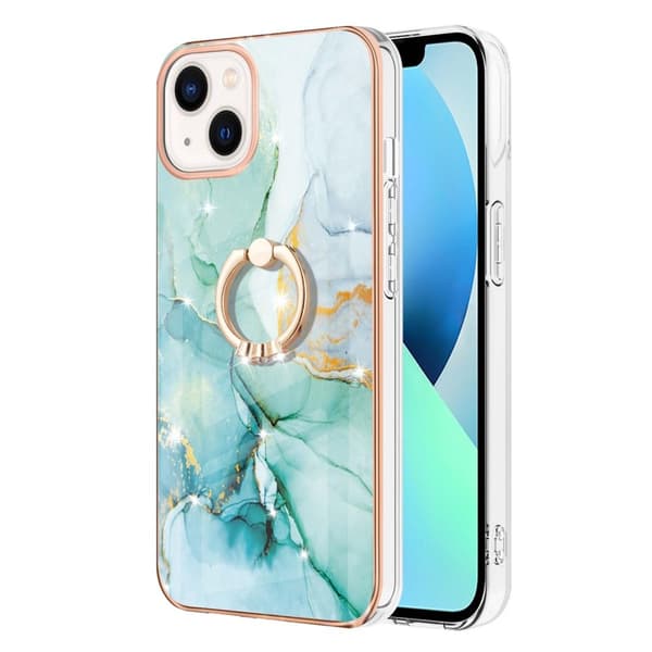 iPhone 15 -kotelo, sormus, marmori, vihreä 44
