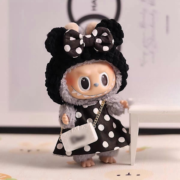 Heta Original 17cm Labubu Dockkläder Hjärta Macaron Baby Hänge Kläder Emalj Ansikte Kläder Tecknad Ersättningsdekoration Gåvor Endast kläder G Only clothes 17CM No Doll