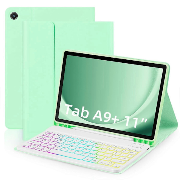 Samsung Galaxy Tab A9+ Läderfodral med Avtagbart RGB-bakgrundsbelyst Tangentbord Multicolor Style B