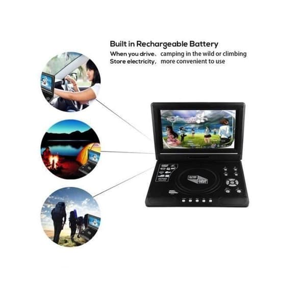9,8\" bärbar DVD-spelare, roterande HD digital smart-TV EVD DVD-spelare, stöder SD-kort, USB-TV, CD, DVD - A4