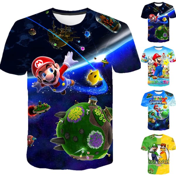 Super Mario 3D-trykt T-skjorte for barn Gutter Topper - B[YD] B B 140CM