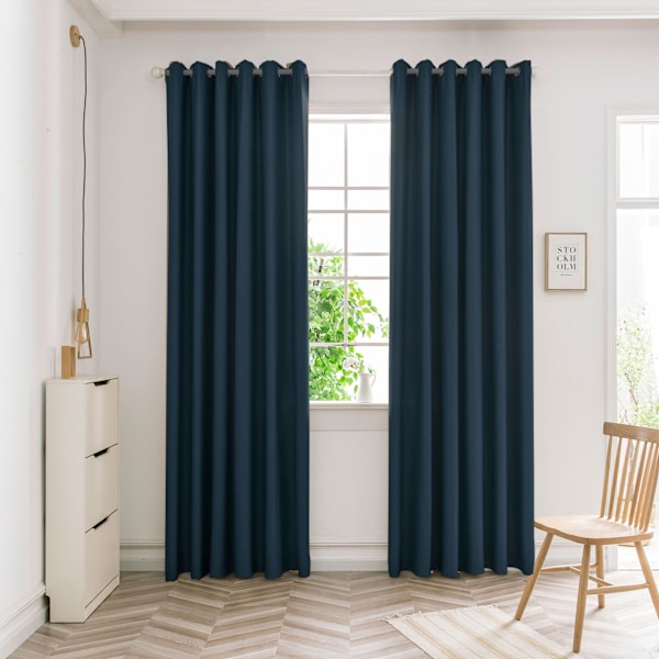 Mørklægningsgardiner til soveværelse og stue, 1 panel polyester med sort bagside (flere farver) gris W132 x H213cm+Grommet Top