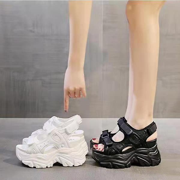 Dame Sandaler Platform Damesko Velcro Sommer Sandaler til Kvinder White 35